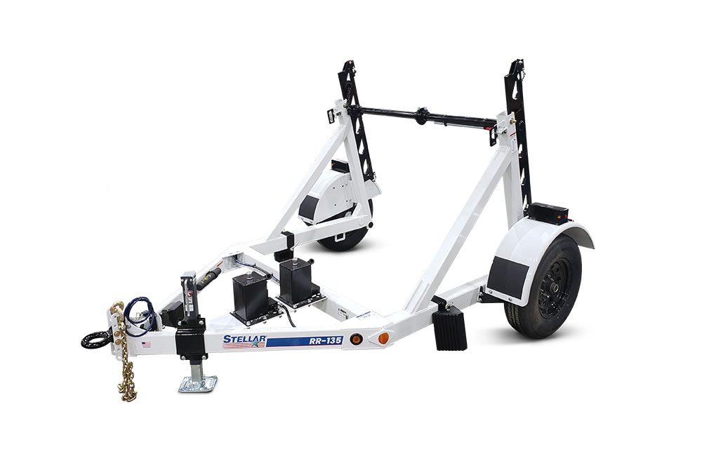 White RR-135 Self-Loading Single-Reel Utility Trailer Cutout with transparent background