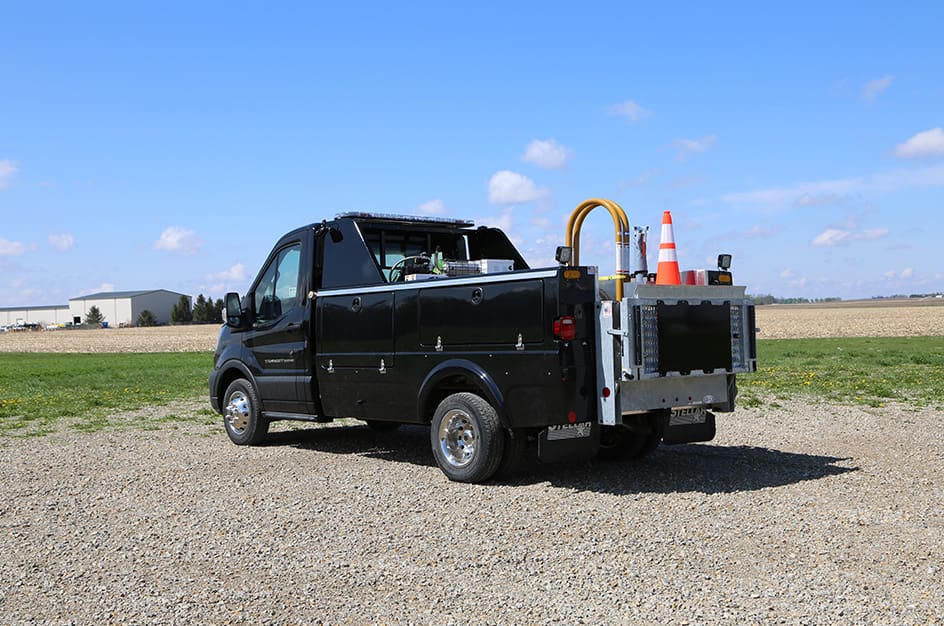 Black 1004 Tire Service Truck, back-left view