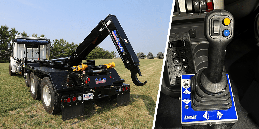 Stellar NXT52 hooklift featuring the new electronic joystick control system