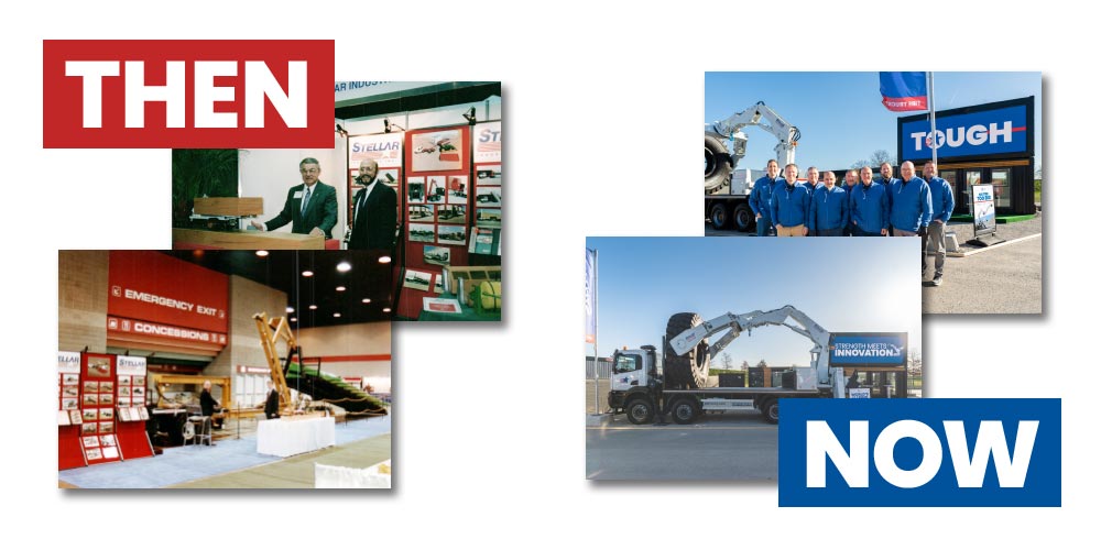 Then & Now type with vintage and current tradeshow photos.