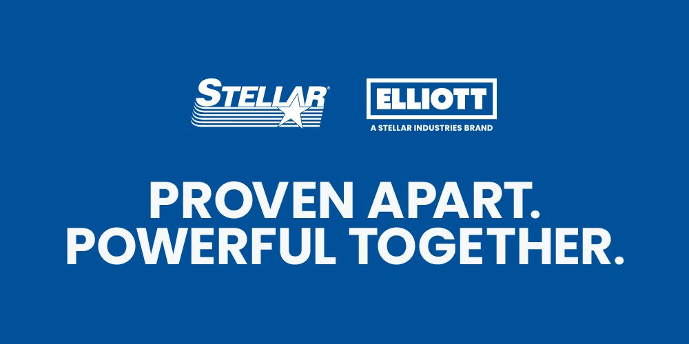 Stellar and Elliot logos on a blue background. "Proven Apart. Powerful Together.