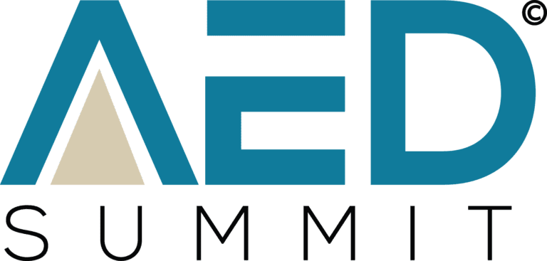 AED summit logo creme and dark teal