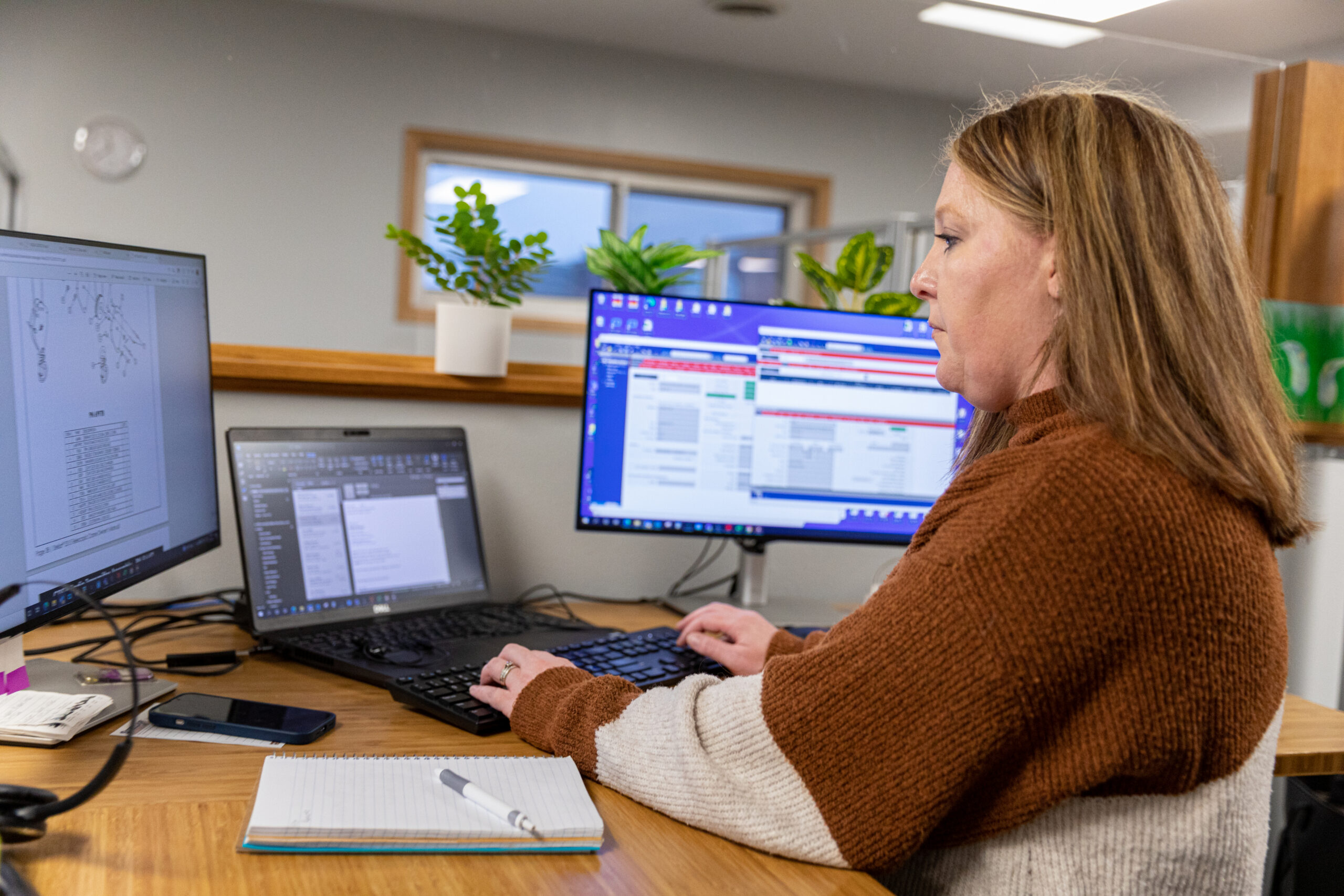 Woman working on a computer